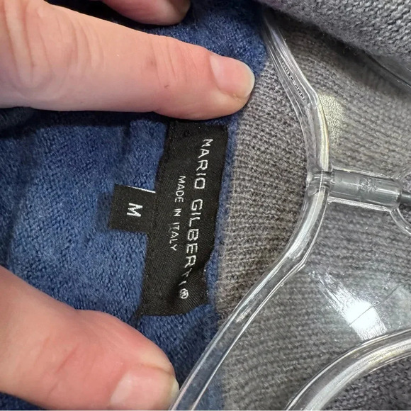 Mario Gilberti Italy Blue Merino Wool 1/4 Zip Men's Sweater Pullover Size:M - Picture 3 of 9